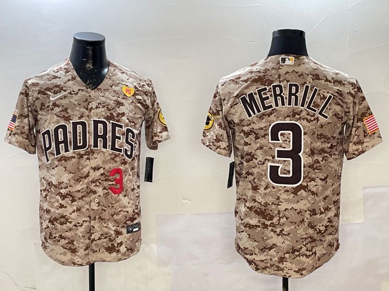 Men San Diego Padres 3 Merrill Camo Game 2025 Nike MLB Jersey style 4
